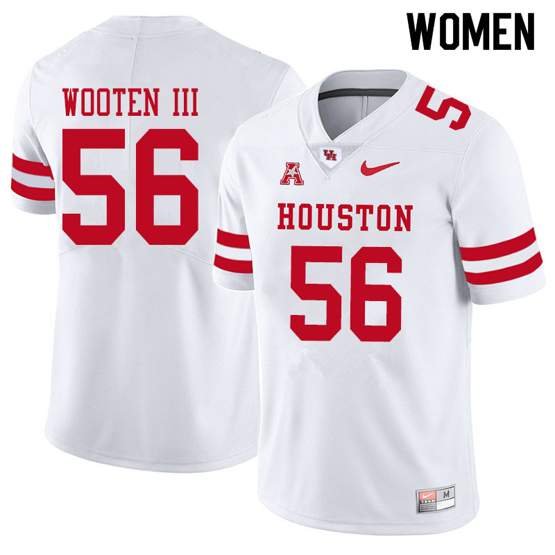 Women #56 Dixie Wooten III Houston Cougars College Football Jerseys Sale-White